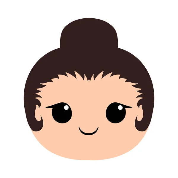 Blanco niña linda kawaii emoji cara — Vector de stock