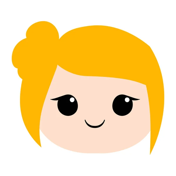 Wit vrouw kind schattig kawaii emoji gezicht — Stockvector