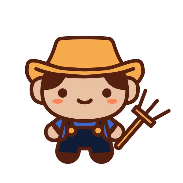 Dibujos animados Kawaii Farmer Ilustración aislada — Archivo Imágenes Vectoriales