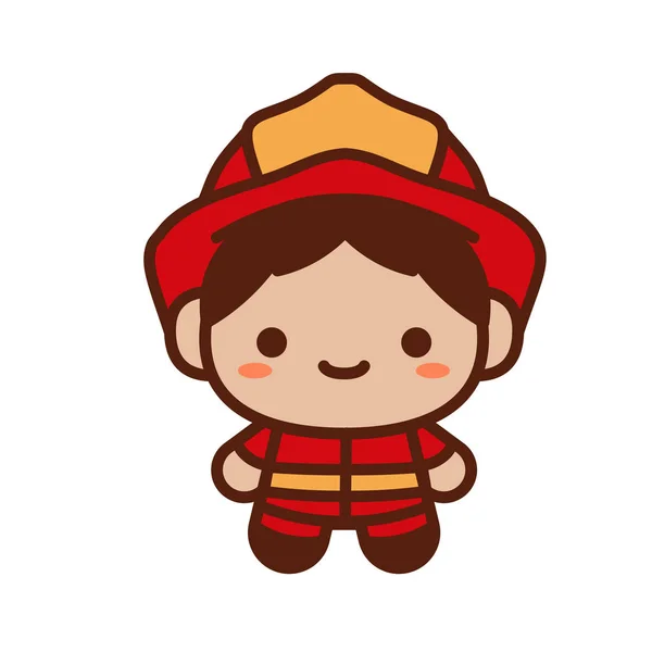 Illustration isolée des pompiers de Cartoon Kawaii — Image vectorielle