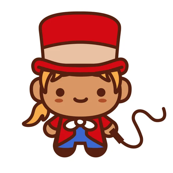 Dessin animé Kawaii Ringmaster Illustration isolée — Image vectorielle