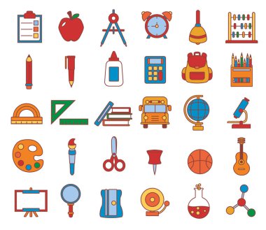 Okul elementleri dizisi Emojiler izole edildi