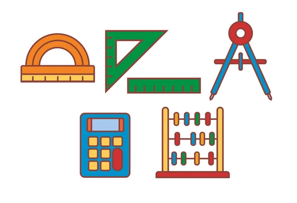 Set Cartoon-Emojis Mathematik liefert isoliert — Stockvektor