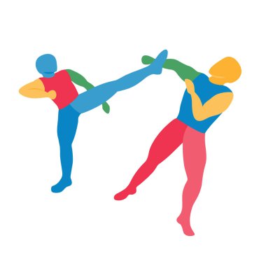 Görüntü: Soyut Dövüş Sanatçıları Silueti Simgesi İzole Edildi