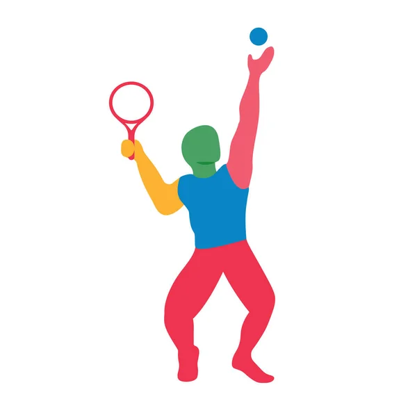 Illustration Abstrakt Tennisspelare Silhuett Ikon Isolerad — Stock vektor