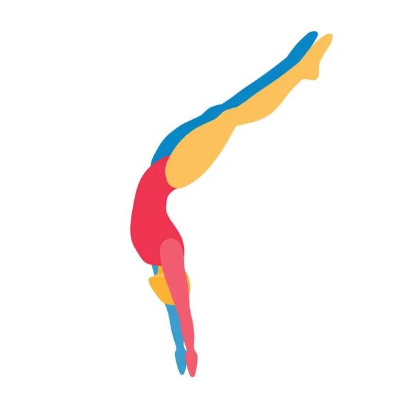 Illustration Résumé Silhouette de gymnaste Icône Isolée — Image vectorielle