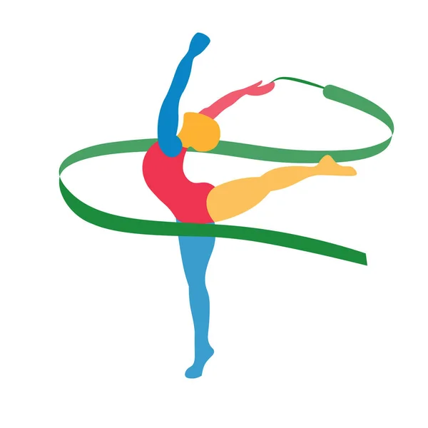 Ilustracja Abstrakcyjna sylwetka gimnastyczki Rytmicznej Izolowana Ikona — Wektor stockowy