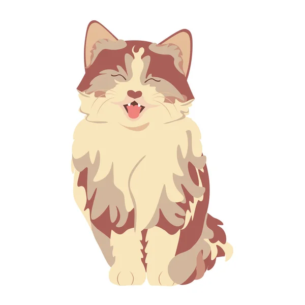 Cartoon Cute Fluffy Cat Ilustracja Izolacja — Wektor stockowy