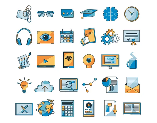 Set Of Different Online Education Icons Isolated Illustration — Stock Vector