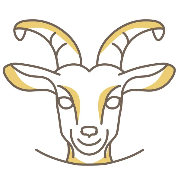 Vector Linear Art Goat Illustration Icon Isolated — 스톡 벡터