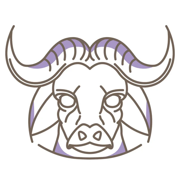 Vector Linear Art Buffalo Illustration Icon Isolated — Stock Vector