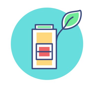 Çizgi film Batarya Simgesi Emoji İllüstrasyonu İzole Edildi