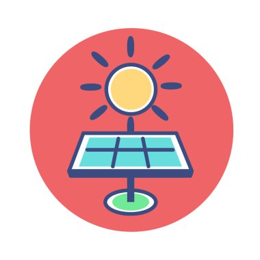 Çizgi film Güneş Paneli Simgesi Emoji İllüstrasyonu İzole Edildi