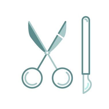 Çizgi film Cerrahi Aletleri Emoji Simgesi İzole Edildi