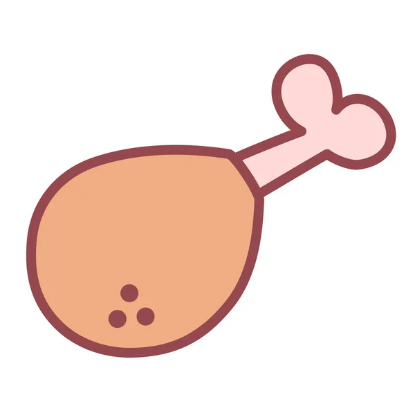 Cartoon Chicken Leg Emoji Icoon Geïsoleerd — Stockvector