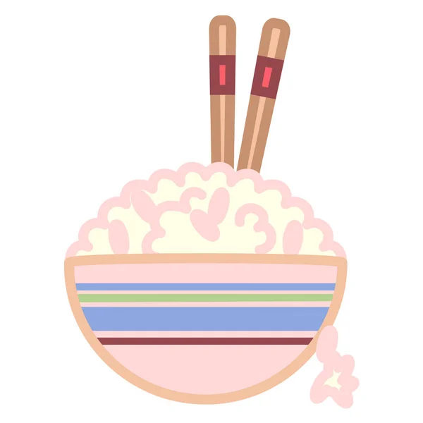 Cartoon Rice Bowl Emoji Ikon Isolerad — Stock vektor