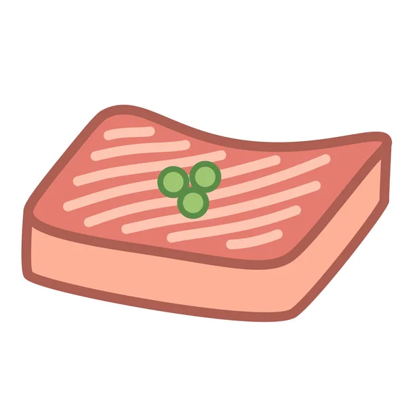 Cartoon plak van ham Emoji Icon geïsoleerd — Stockvector