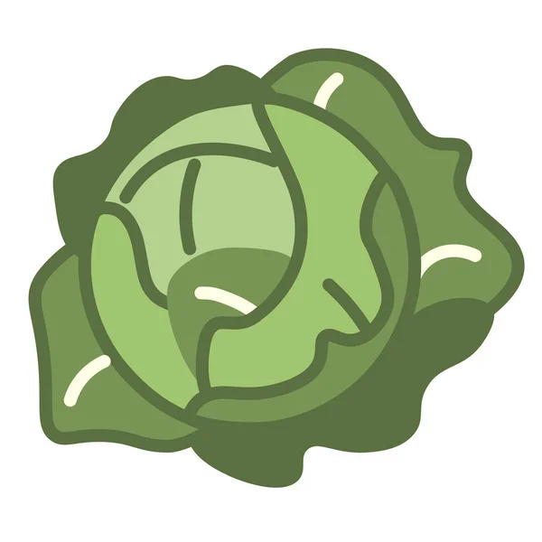 Lechuga verde de dibujos animados Emoji icono aislado — Vector de stock