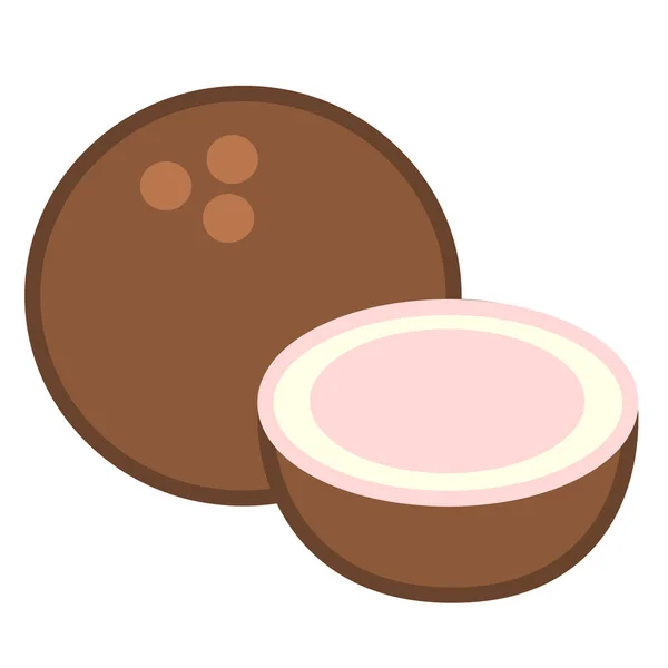 Cartoon Coconut Sliced Emoji Icon Isolated — Stock Vector