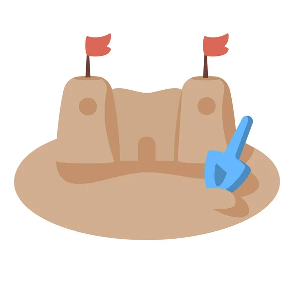 Γελοιογραφία χαριτωμένο Sand Castle Εικονογράφηση εικονίδιο απομονωμένο — Διανυσματικό Αρχείο