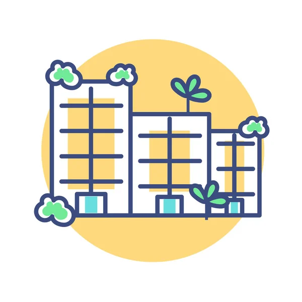 Rajzfilm Eco épület ikon Emoji illusztráció Elszigetelt — Stock Vector