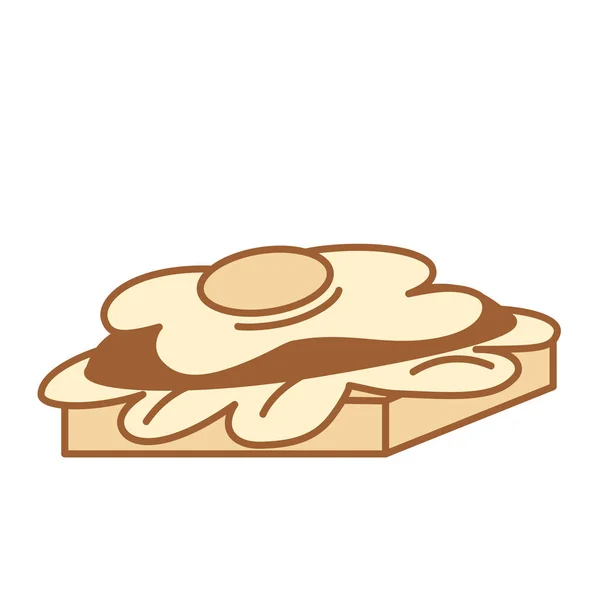 Oeuf frit de bande dessinée sur toast Icône Emoji Illustration Isolé — Image vectorielle