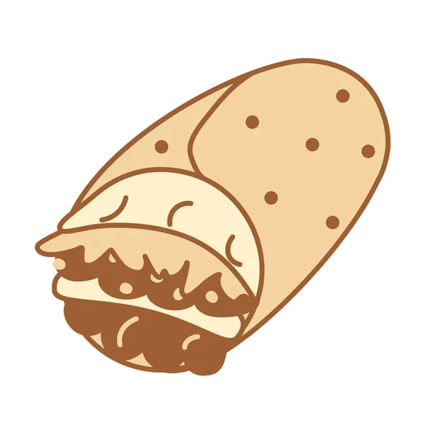 Ícone de Burrito dos desenhos animados Ilustração de Emoji Isolado — Vetor de Stock