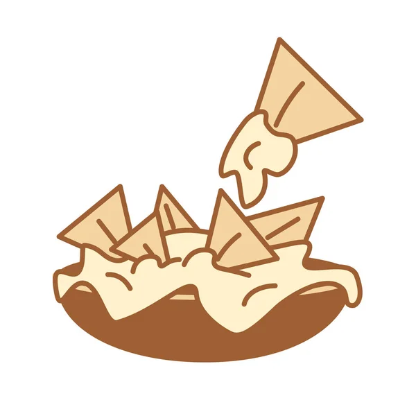 Cartoon Nachos And Cheese Icon Emoji Illustration Isolated — 스톡 벡터