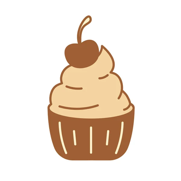 Ícone dos desenhos animados Cupcake Ilustração Emoji Isolado — Vetor de Stock