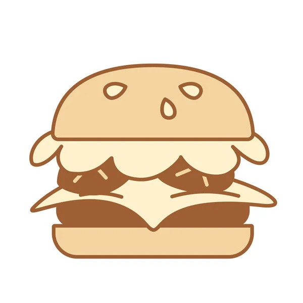 Ilustrasi Emoji Ikon Burger Kartun Terisolasi - Stok Vektor