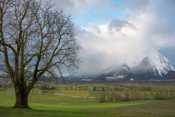 Ennstal Steiermark Avusturya Grimming Dağı Nın Karla Kaplı Olduğu Kış — Stok fotoğraf