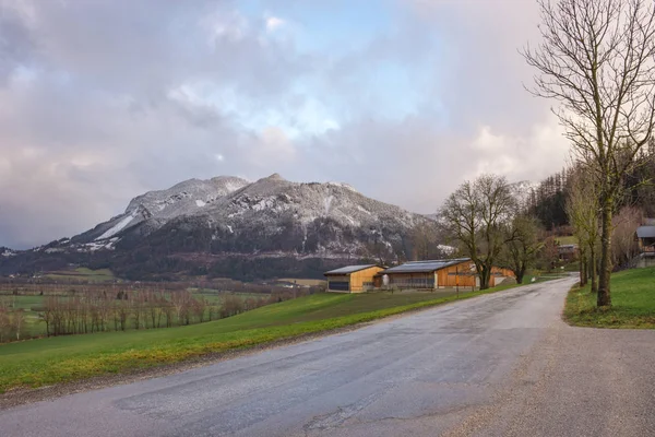 Δρόμος Όμορφη Θέα Στο Βουνό Στο Ennstal Steiermark Αυστρία — Φωτογραφία Αρχείου