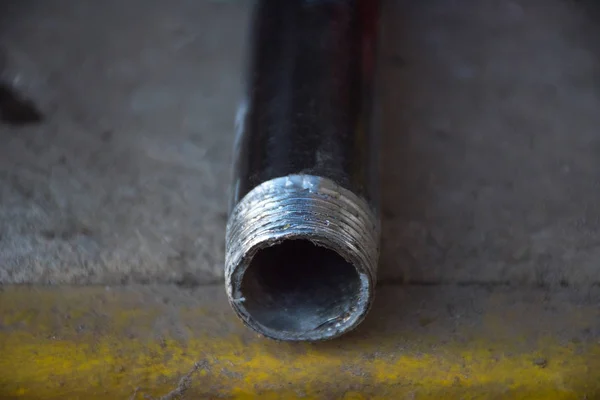 Gas pipe close up, cut for central gas installation