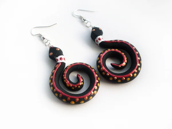 Earrings handmade from polymer clay — Stock Photo, Image