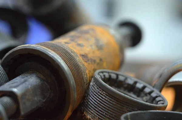 Rouille et saleté sur les pièces de vélo — Photo