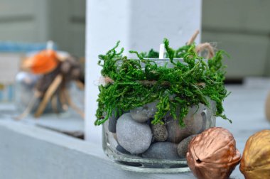 Noel dekor cam şamdan ile