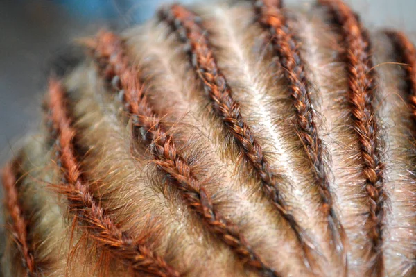 African braids with kanekalon at close range — Stock Photo, Image