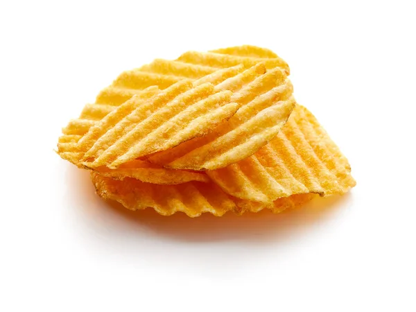 Aardappel Chips Geïsoleerd Witte Achtergrond — Stockfoto