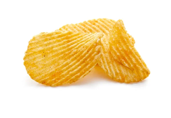 Aardappel Chips Geïsoleerd Witte Achtergrond — Stockfoto