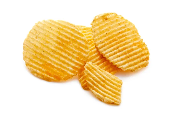 Aardappel Chips Geïsoleerd Witte Achtergrond — Stockfoto