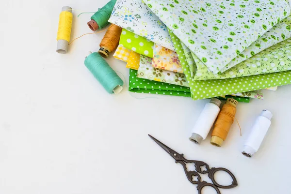 Materials at hand sewing on white — Stock Photo, Image