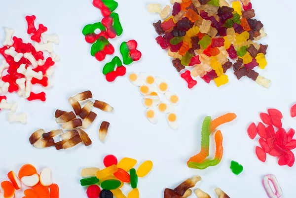 Tasty Different jelly candy on white background — Stock Photo, Image