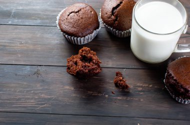 Çikolatalı kek ve bir bardak süt