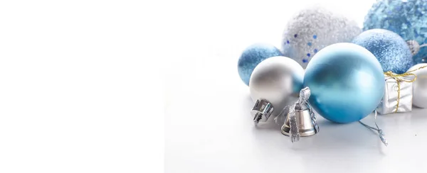 Christmas balls and toys in blue color — Stock Photo, Image