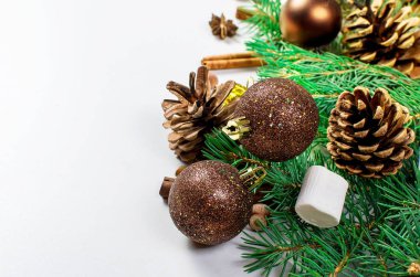 köknar, şeker, top ile Noel arka plan