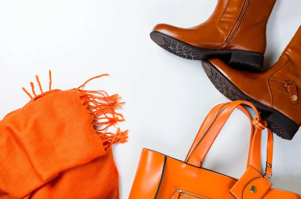 秋スタイルの洋服の女性のフラット レイアウト セット — ストック写真