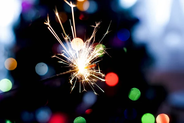 Burning Bengal lights  on a dark background — Stock Photo, Image