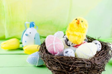 Dekorotif oyuncakları yumurta yuvada 