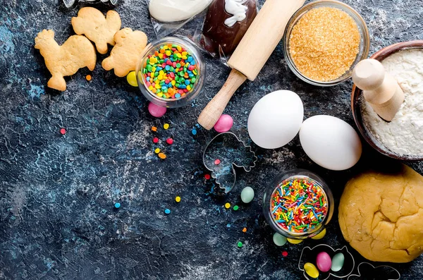Baking Easter  background with dough  and ingredients — Stock Photo, Image