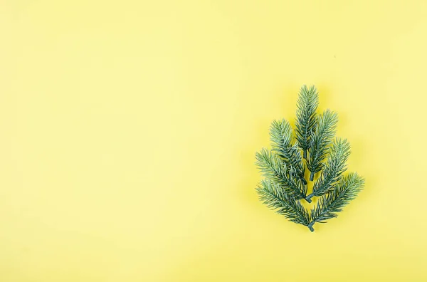 Natal ou Ano Novo fundo amarelo com árvore de Natal — Fotografia de Stock